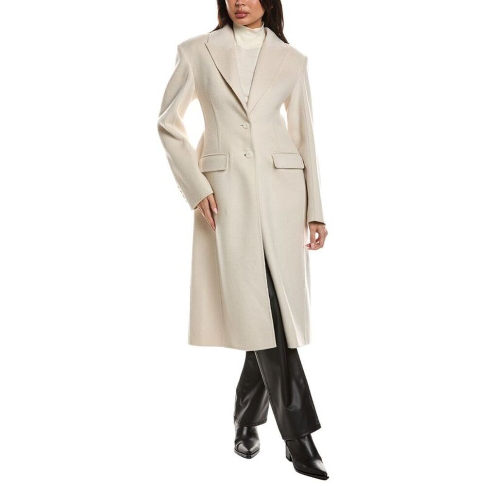 Lamarque Womens Hourglass Wool Coat, White